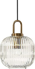 Industrial Vintage Ribbed Glass Pendant Light, Bronze Finish