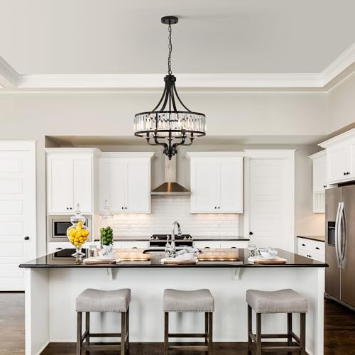 Modern Black 5-Light Crystal Chandelier