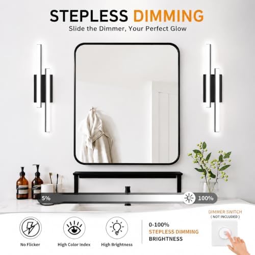 18-Inch Black Dimmable LED Bathroom Vanity Light