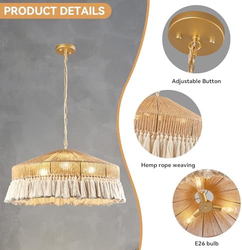Large 3-Light Handwoven Rattan Pendant Light