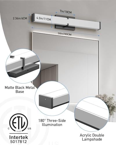 16 Inch 20W Dimmable LED Bathroom Vanity Light