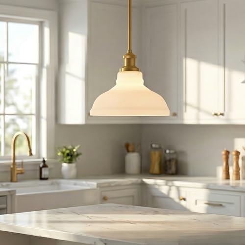 HOLKIRT Gold Opal Glass Pendant Light