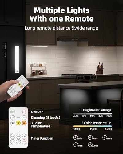 6 Pack 12-Inch Rechargeable Motion Sensor Under Cabinet Lights