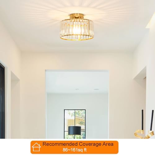 Crystal 1-Light Semi Flush Mount Ceiling Light, 11 Inch