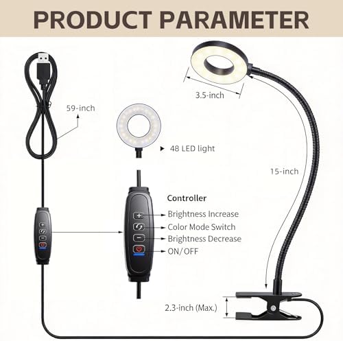 Flexible Gooseneck LED Clip-On Book Light with Clamp