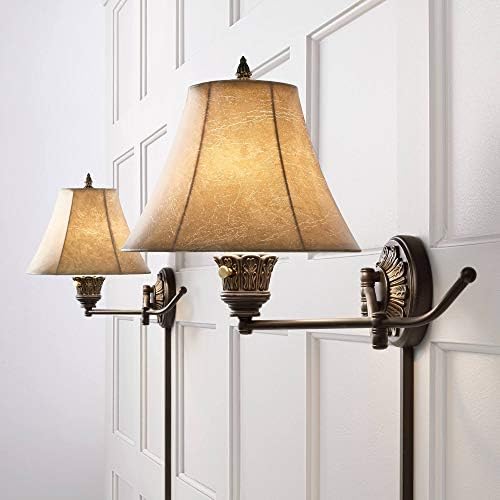 Rosslyn Bronze Plug-in Swing Arm Wall Lamps Set of 2