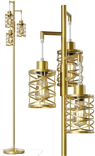 Oneach 70" Dimmable Gold 3-Bulb Floor Lamp