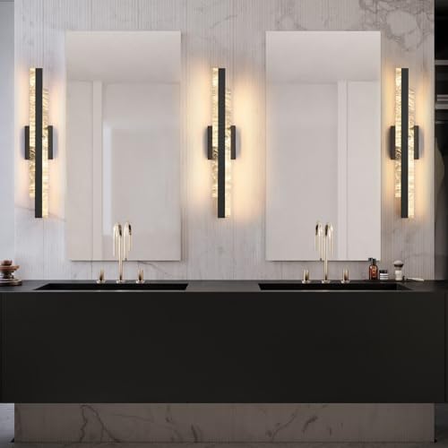 24 Inch LED Bathroom Vanity Light, Matte Black