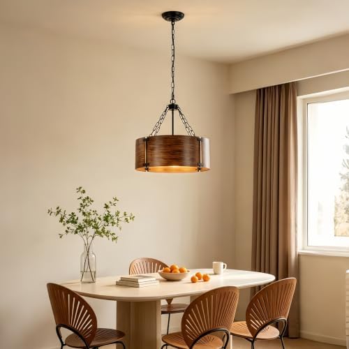 Modern Bronze Drum Chandelier, Round