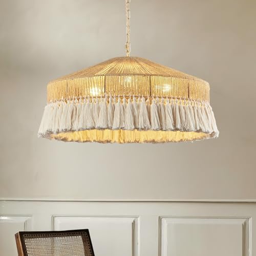 Large 3-Light Handwoven Rattan Pendant Light