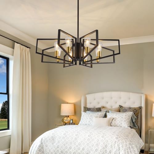 8-Light Black and Gold Chandelier