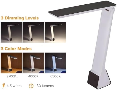 Bostitch Office Rechargeable LED Desk Lamp, Black