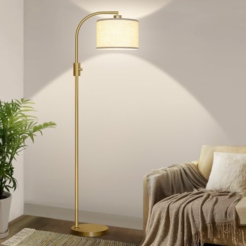 Nintiue Arc Floor Lamp, Dimmable, Gold