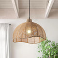 Aiwen 15.94 in 1-Light Brown Rattan Pendant Light