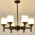 6-Light Black Chandelier with Glass Shades