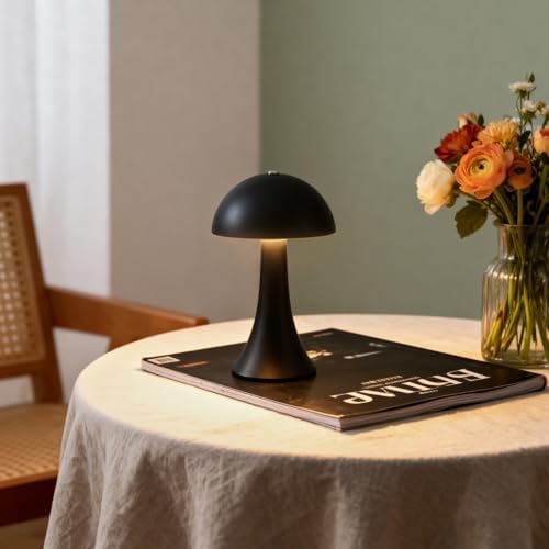 2 Pack Cordless Black Table Lamps, 1800mAh Rechargeable