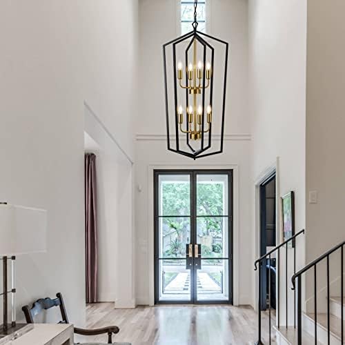 Lanhall 8-Light Black Lantern Pendant Light