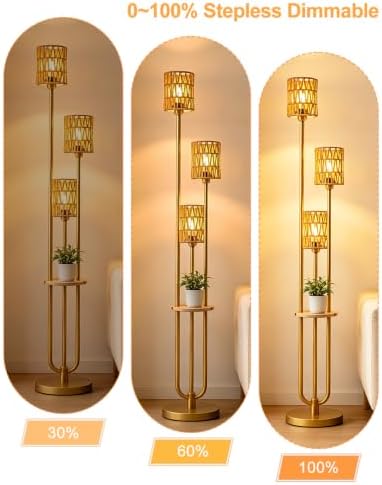 Lightdot 3-Lights Rattan Floor Lamp