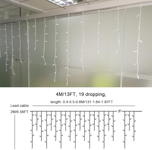 GTSYDING 96 LED Icicle Lights, 13FT