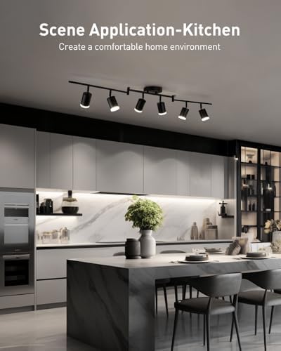 Bojim 6-Light Black Kitchen Track Lighting Fixture