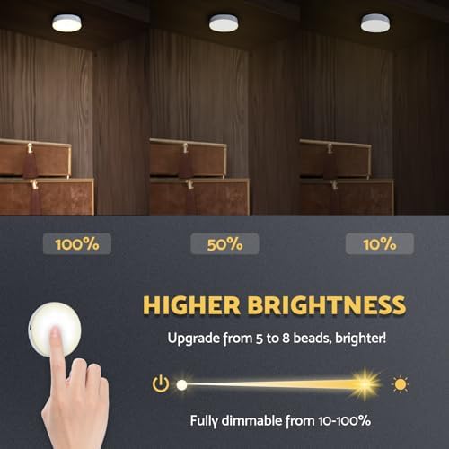DAZZY DOT Rechargeable Puck Lights, 2-Pack, Warm Yellow