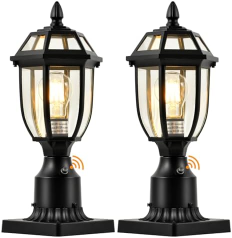 2-Pack Dusk-to-Dawn Outdoor Post Lights with Pier Mount Base