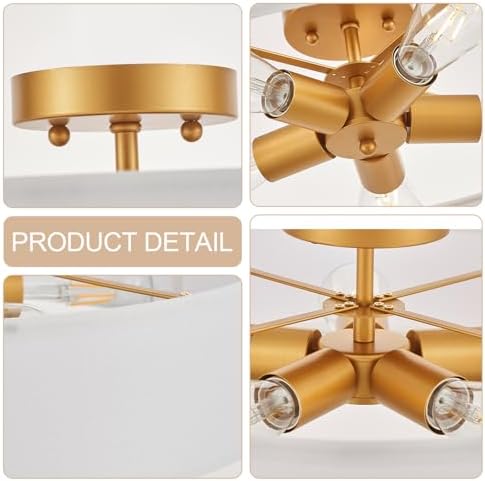 VILUXY 24" 5-Light Semi-Flush Mount Ceiling Light