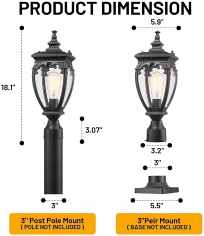Outdoor Post Lights Hard Wired Exterior Lamp Post Light Fixture