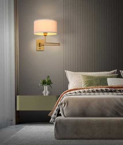 Vintage Linen Fabric Plug-in Wall Sconce
