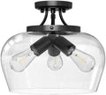 VONLUCE Semi Flush Mount Ceiling Light, Clear Glass Shade
