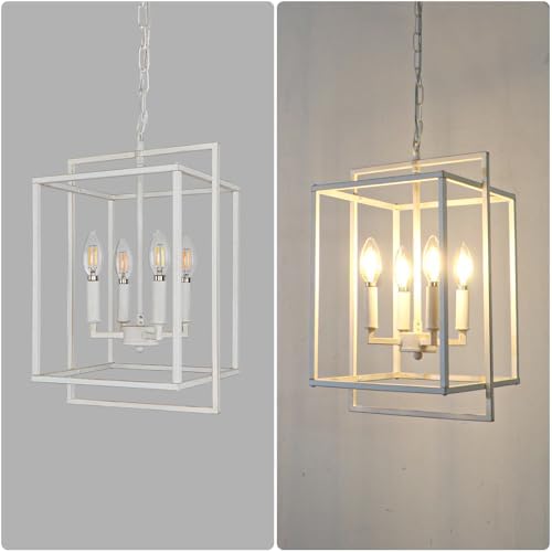 4-Light Antique White Farmhouse Chandelier