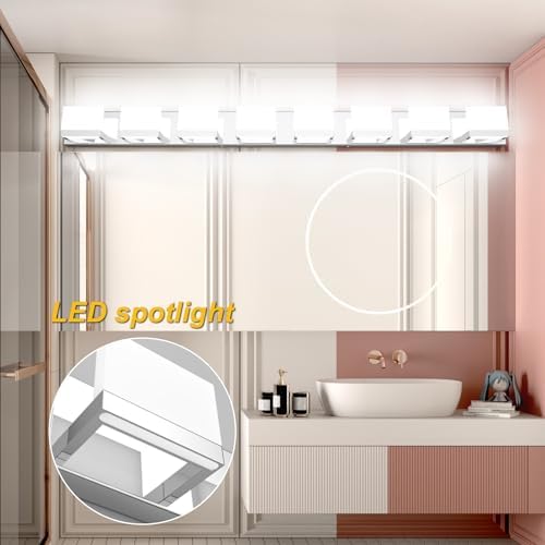 Tipace 8-Light LED Bathroom Vanity Light, Chrome