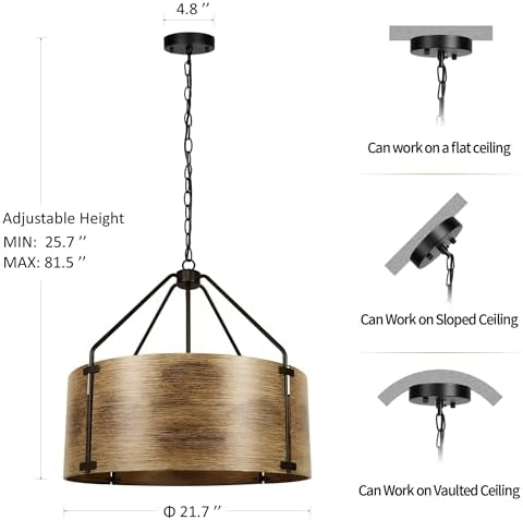 CNRATYE 6-Light Farmhouse Drum Chandelier
