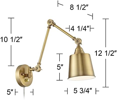 Mendes Antique Brass Swing Arm Wall Lamps Set of 2