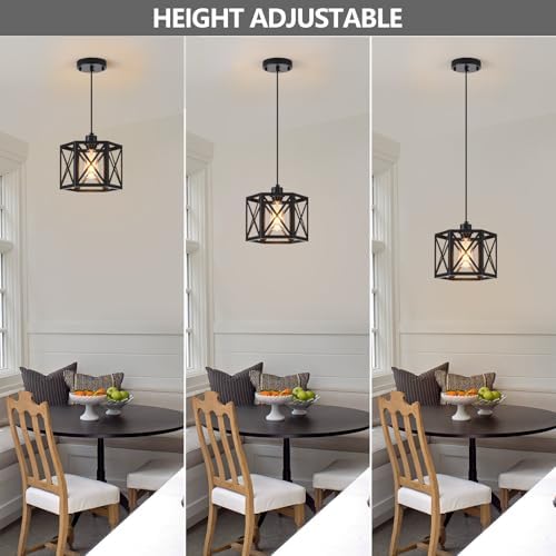 XSDeTu 2 Pack Black Farmhouse Pendant Lights