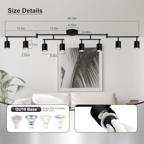 AUQUEE 8-Light LED Track Lighting Fixtures, Black