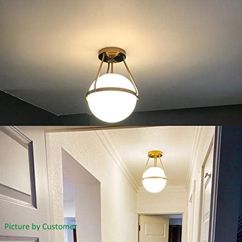 HOLKIRT Mid Century Modern Globe Semi Flush Mount Ceiling Light