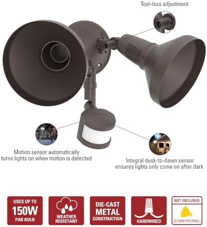 HALO 180° Motion Sensor Security Flood Light, Bronze