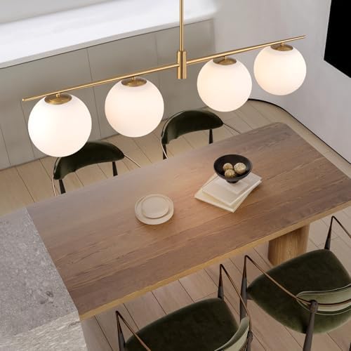 45.3" 4-Light Linear Chandelier, Brushed Gold