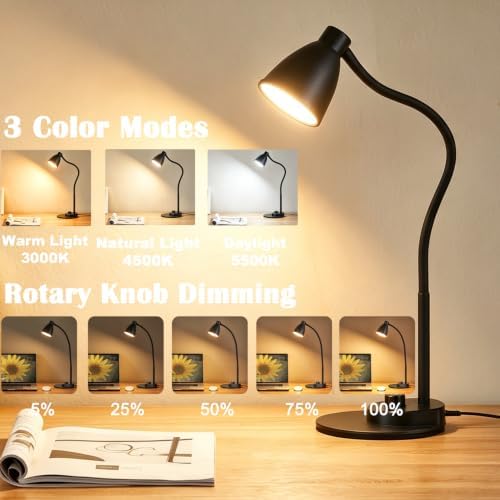 BOHON Dimmable LED Desk Lamp, Black
