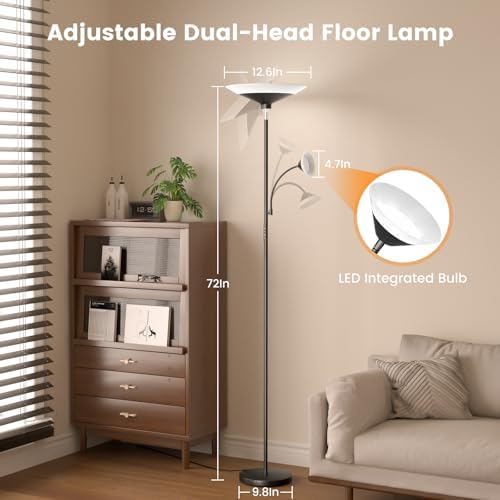 2-in-1 Dimmable Floor & Reading Lamp with Remote