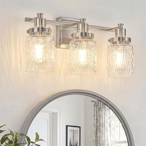 3-Light Brushed Nickel Modern Bathroom Vanity Light