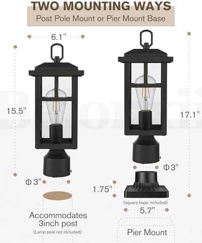 Beionxii 17Inch Outdoor Post Lights, 2 Pack