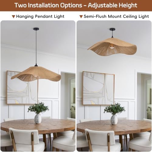 25.6" 1-Light Boho Jute Rope Pendant Light