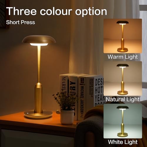 2 Pack Gold Rechargeable Cordless Table Lamps