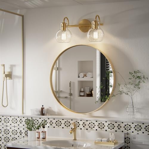 2 Lights Modern Gold Bathroom Vanity Light
