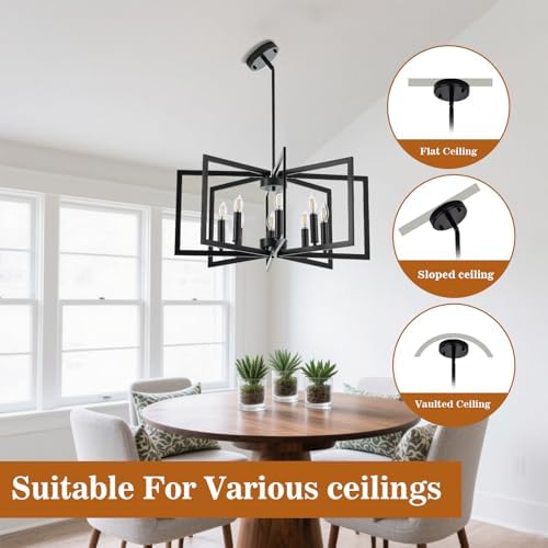 8-Light Black Geometric Chandelier