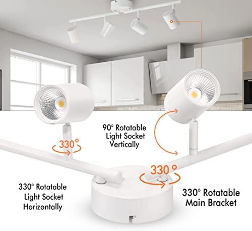 CLOUDY BAY 4-Head 3-Color LED Track Lighting Kit, White