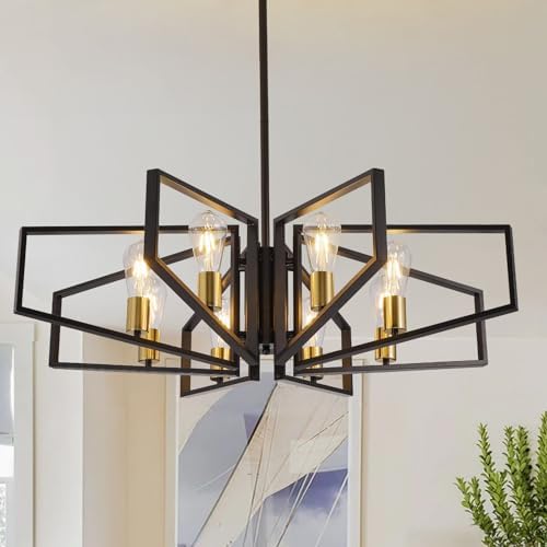 8-Light Black and Gold Chandelier