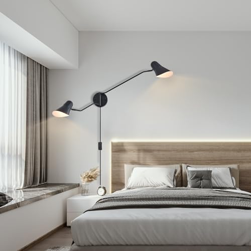 Black 2-Light Swing Arm Wall Sconces